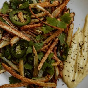 cilantro fries with garlic aioli